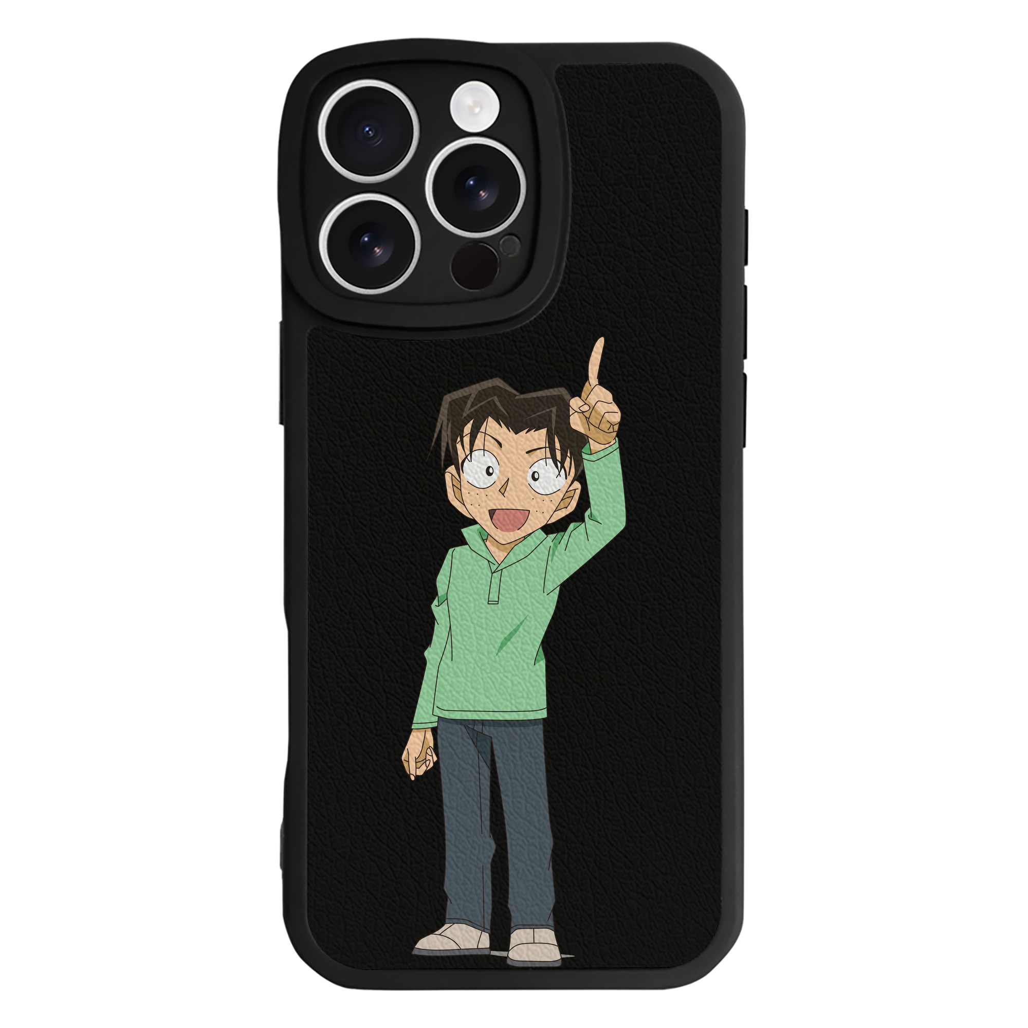 （画像用） 名探偵コナン 円谷 光彦 つぶらや みつひこ Detective Conan Mitch Tennyson 【iPhone 16シリーズ対応】シリコンスマホケース（レザー調） 材質：シリコン